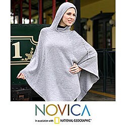 Alpaca Wool 'Steel Riding Hood' Poncho (Peru)
