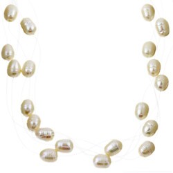 Silver Freshwater Pearl on Fishline Necklace
