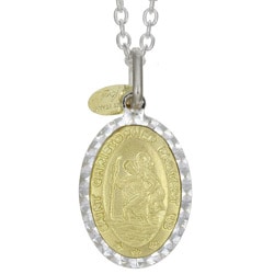 Sterling Silver and 14k Gold Saint Christopher Necklace