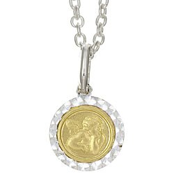 Sterling Silver and 14k Gold Raphael Angel Necklace
