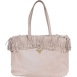 Prada Nappa Beige Medium Fringed Handbag