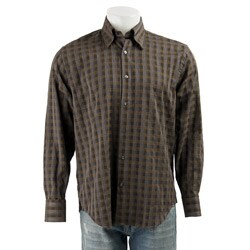 Equilibrio Men's Charcoal Plaid Button-up Shirt