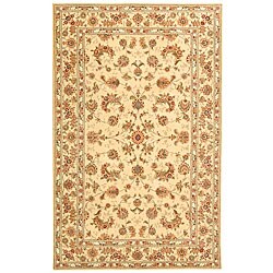 Handmade Persian Court Beige Wool and Silk Rug (5' x 8')