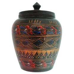 Lacquer and Color Scrape Decorative Jar