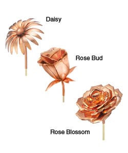 Set of Two Copper Flowers
