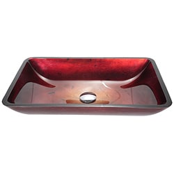 Kraus Red Galaxy Rectangular Glass Vessel Sink