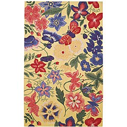 Hand-hooked Alexa Cape Tropical Floral Yellow Wool Rug (5' x 8')