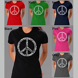 Los Angeles Pop Art Women's 77-language Peace Symbol Tee