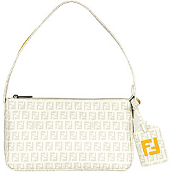 Fendi Zucchino Forever White/ Yellow Shoulder Bag