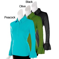 Empathy Women's Polo-style Bell-sleeve Missy Blouse