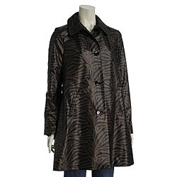 Via Spiga Women's Zebra Print Hooded Raincoat