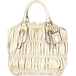 Prada Nappa Gaufre Cream Shopping Bag