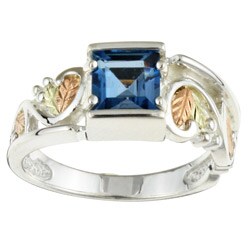 Black Hills Gold over Sterling Silver Blue Topaz Ring