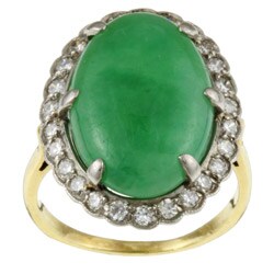 18k Yellow Gold Jade and 1/2ct TDW Diamond Ring (I, VS2)