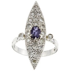 18k Gold Sapphire and 7/8ct TDW Cocktail Ring (K, I1)
