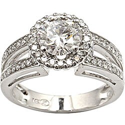 18k White Gold 2ct TDW Diamond Hearts on Fire Ring