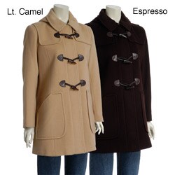 Larry Levine Hooded Camel Hair Duffel Women's Coat
