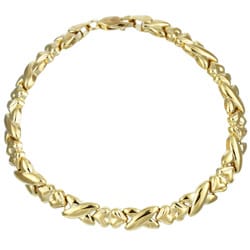 14k Gold over Silver Heart Stampato Link Bracelet