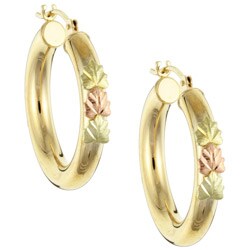 12k Black Hills Gold Tube Hoop Earrings