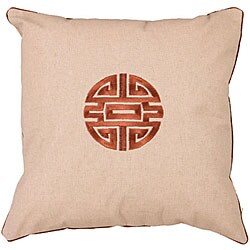 Chinese Long Life Symbol Beige Cushion Cover.