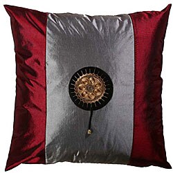 Silver/ Crimson Decorative Cushion Cover