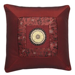 Chinese Calligraphy Silky Red Cushion Cover