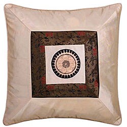 Chinese Calligraphy Silky Beige Cushion Cover.