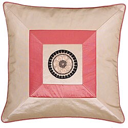 Beige/ Pink Silky Squares Cushion Cover.