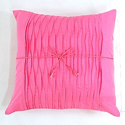 Decorative Pleated Pink Cotton Cushion Cover