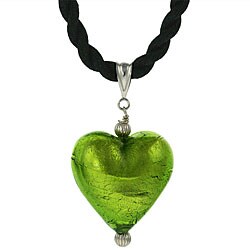 Genuine Murano Glass Puffy Heart Necklace