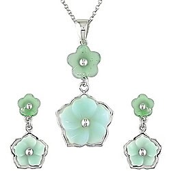 Sterling Silver Flower Earrings and Pendant Set