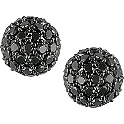 14k White Gold 2 1/3ct TDW Black Diamond Earrings