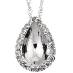 Sterling Silver 1/8ct TDW Diamond Teardrop Necklace