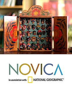 Wood 'Mask Collection' Retablo (Peru)