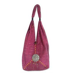 Cotton 'Hot Pink Thai' Shoulder Bag (Thailand)