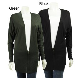 Renee C Women's Deep V-neck Zipper Cardigan