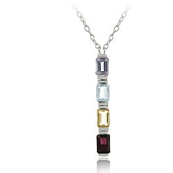 Glitzy Rocks Sterling Silver Multi Gemstone Necklace