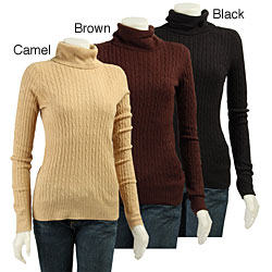 Bonnie and Bill Women's Cable Knit Turtleneck Sweater