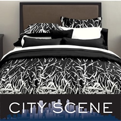 City Scene Black/ White Bamboo Print 7-piece Bed in a Bag with Sheet Set