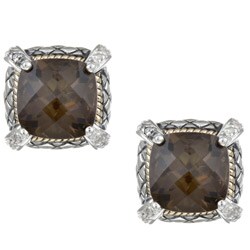 Meredith Leigh Sterling Silver Smokey Quartz and Diamond Earrings