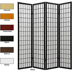 Wood and Rice Paper 6-foot 4-panel Windowpane Shoji Screen (China)