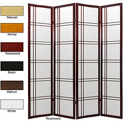 Wood and Rice Paper Double Cross 4-panel Shoji Screen (China)