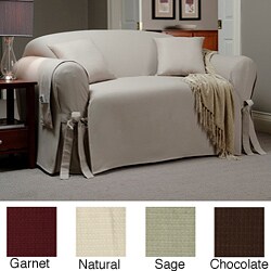 Waffle Loveseat Slipcover with Matching Pillows and Throw