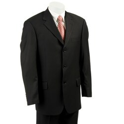 Studio Milano Men's Solid Black 2-button Suit