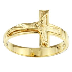 14k Gold over Silver Men's Crucifix Ring