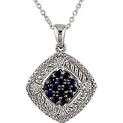 Sterling Silver Diamond and Sapphire Necklace