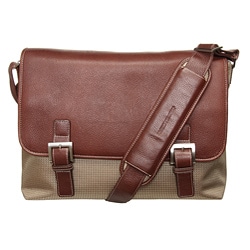 Johnston and Murphy Leather Double Buckle Messenger Bag - Overstock ...