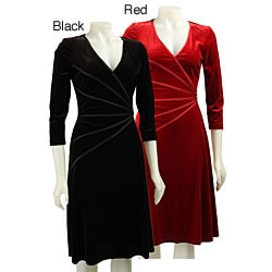 Connected Apparel Women's Stretch Velvet Dress