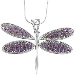 Sterling Silver Amethyst Dragonfly Necklace