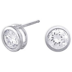 Simon Frank 14k White Gold Overlay CZ Solitaire Earrings
